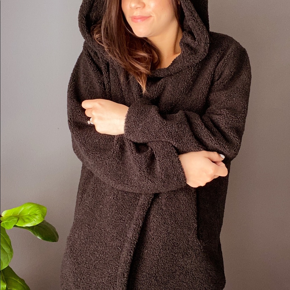 Black Hooded Sherpa Jacket